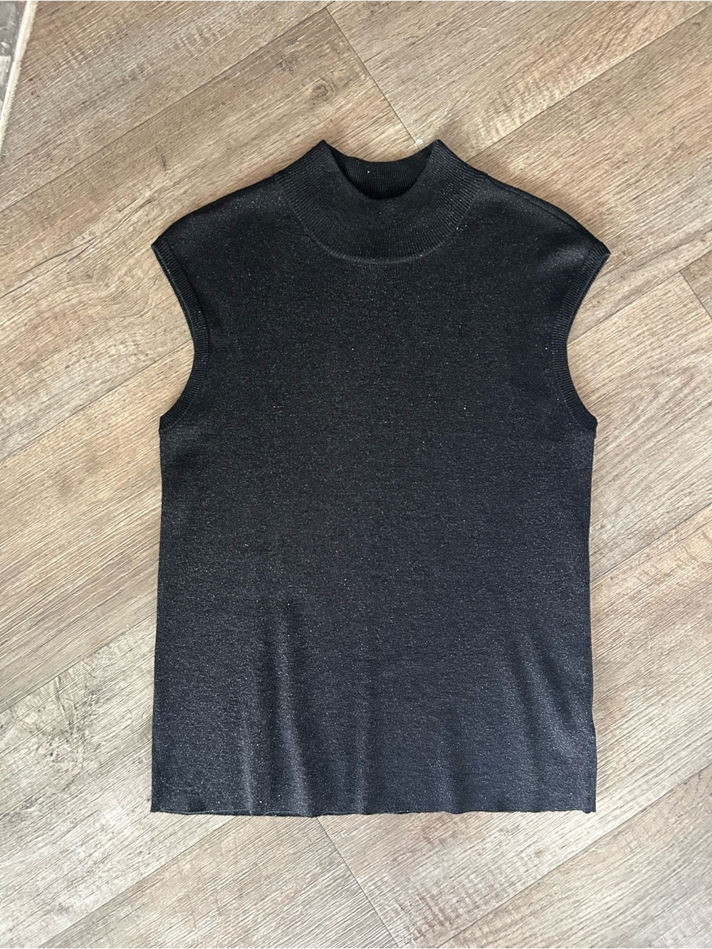 Coldwater Creek Black Metallic Mockneck Shell Top